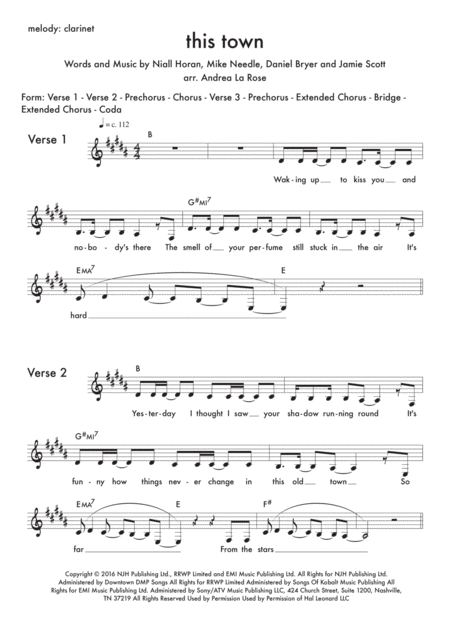 This Town Trio For Clarinet Guitar Piano Sheet Music