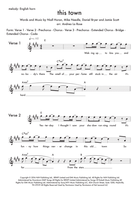 This Town Trio For English Horn Guitar Piano Sheet Music