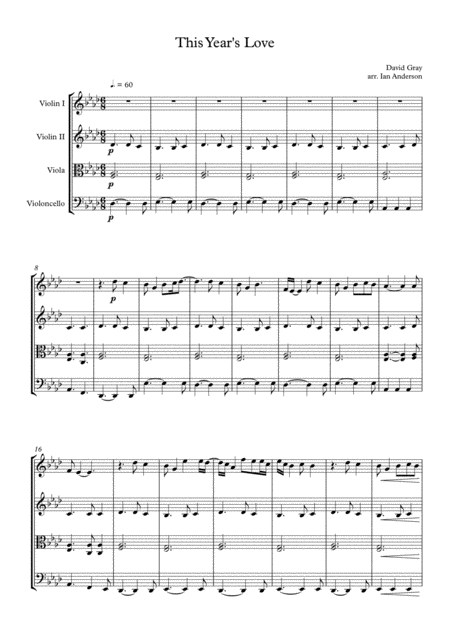 This Years Love String Quartet Sheet Music