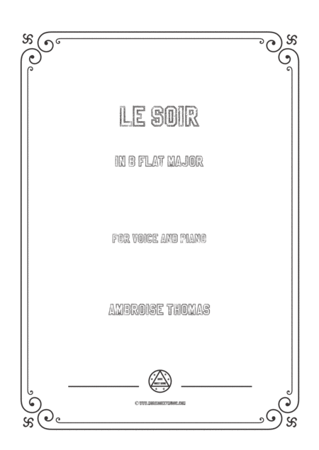 Thomas Le Soir In B Flat Major For Voice And Piano Sheet Music