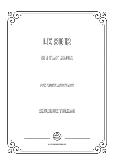 Thomas Le Soir In D Flat Major For Voice And Piano Sheet Music
