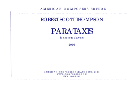 Free Sheet Music Thompson Parataxis