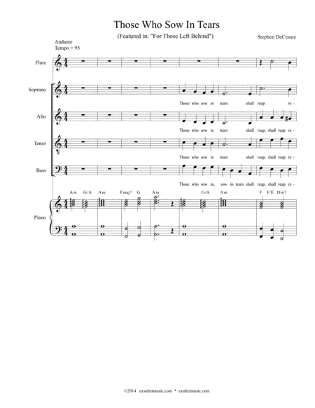 Those Who Sow In Tears Sheet Music