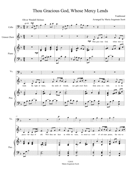 Free Sheet Music Thou Gracious God Whose Mercy Lends