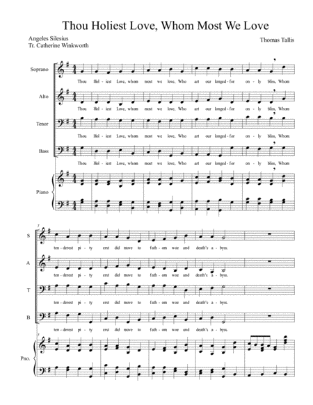 Free Sheet Music Thou Holiest Love For Satb Choir