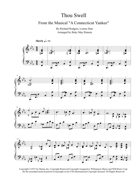 Free Sheet Music Thou Swell From A Connecticut Yankee