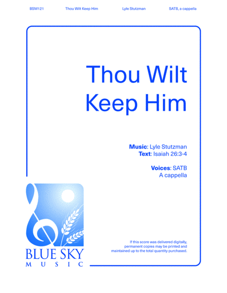 Free Sheet Music Thou Wilt Keep Him