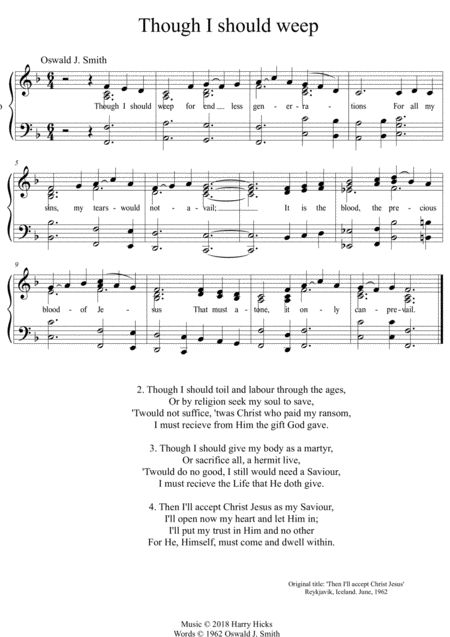 Though I Should Weep A New Tune To A Wonderful Oswald Smith Poem Sheet Music