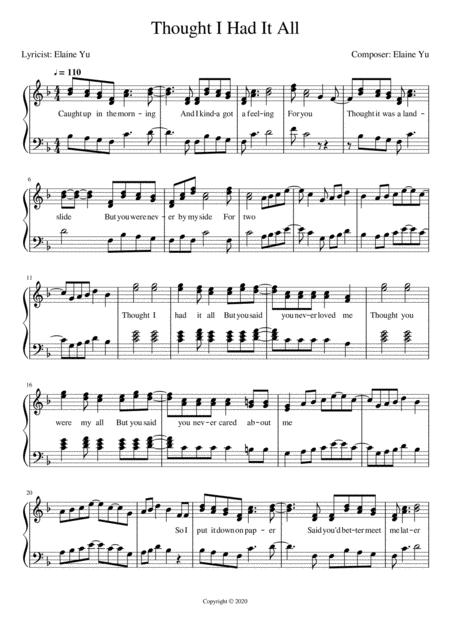 Thought I Had It All Sheet Music