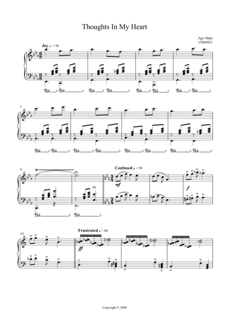 Thoughts In My Heart Sheet Music