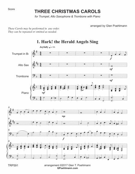 Free Sheet Music Three Christmas Carols For Trumpet Alto Sax Trombone With Piano