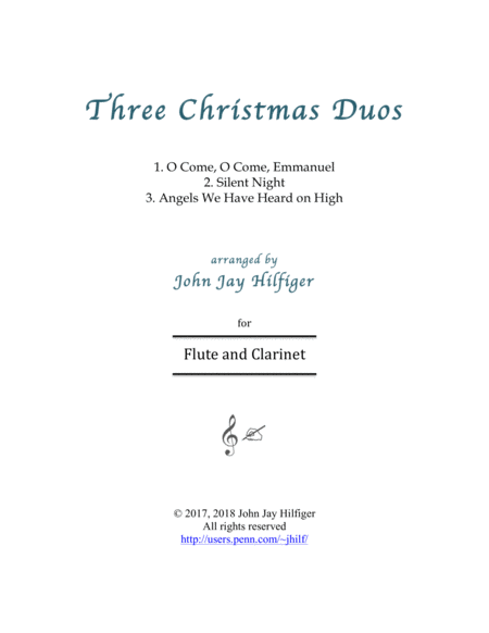 Free Sheet Music Three Christmas Duos For Flute And Clarinet