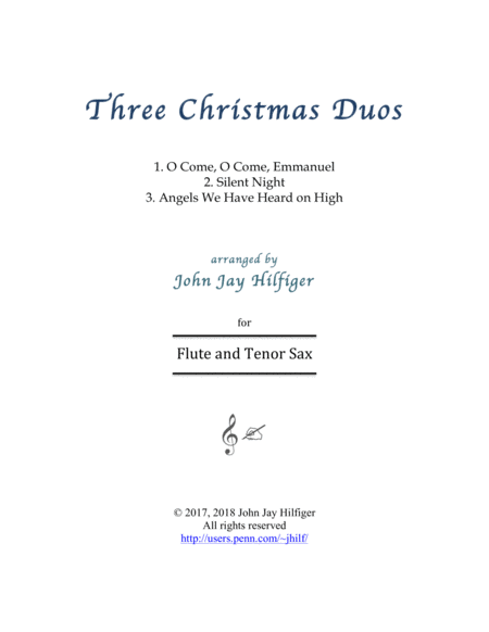 Free Sheet Music Three Christmas Duos For Flute And Tenor Sax