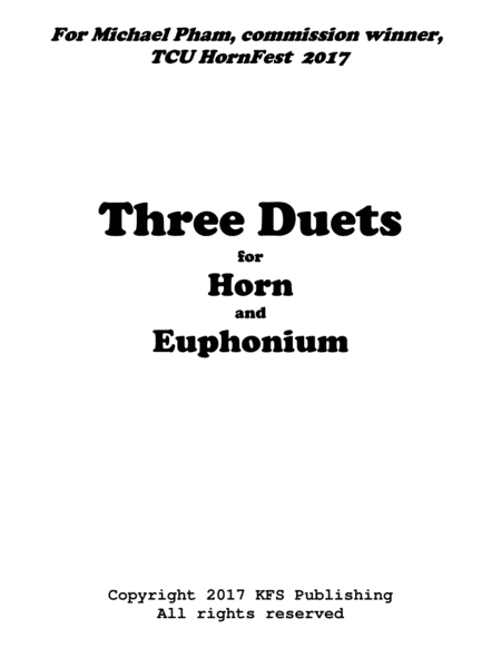 Three Duets For Horn And Trombone Euphonium Sheet Music