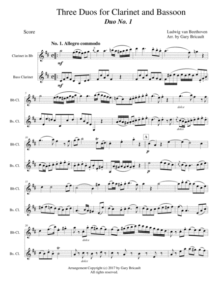 Free Sheet Music Three Duos For Clarinet And Bassoon