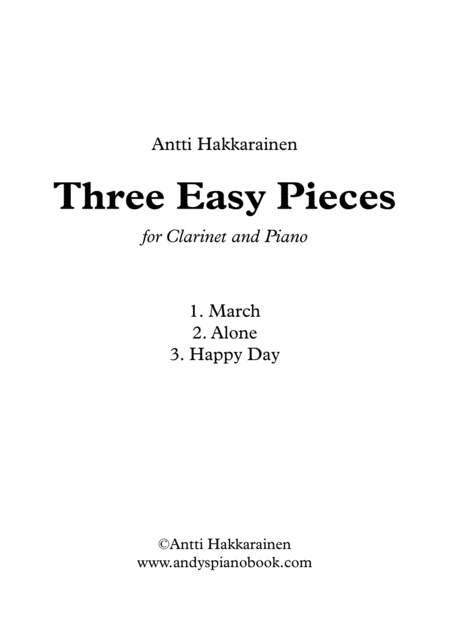 Three Easy Pieces For Clarinet And Piano Sheet Music