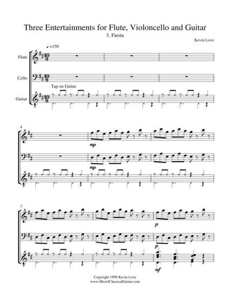 Free Sheet Music Three Entertainments For Flute Cello And Guitar Fiesta Score And Parts