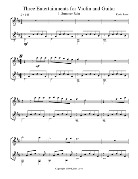 Free Sheet Music Three Entertainments For Violin And Guitar Score And Parts
