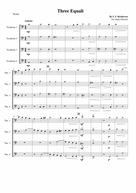 Three Equali For Trombone Quartet Sheet Music