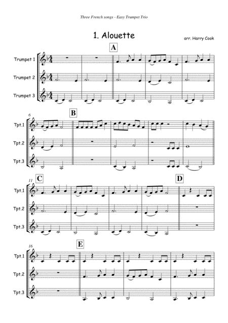 Free Sheet Music Three French Songs For Easy Trumpet Trio