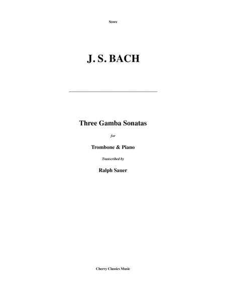 Three Gamba Sonatas For Trombone Piano Sheet Music