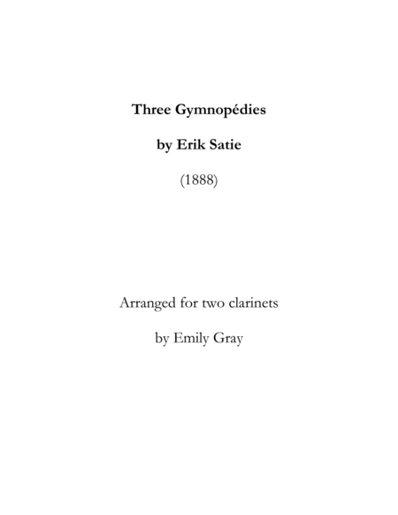 Three Gymnopedies Clarinet Duet Sheet Music