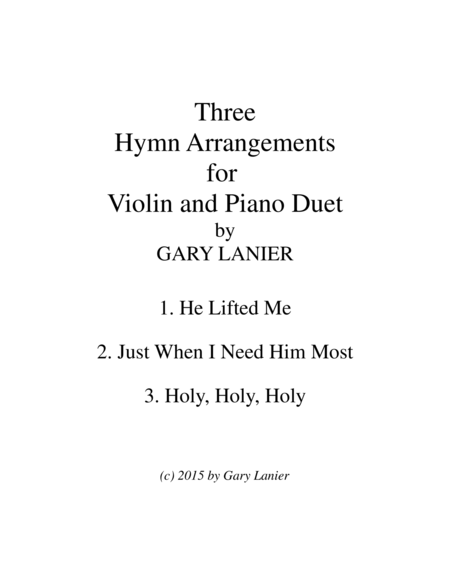 Free Sheet Music Three Hymn Arrangements For Violin And Piano Duet Violin Piano With Violin Part