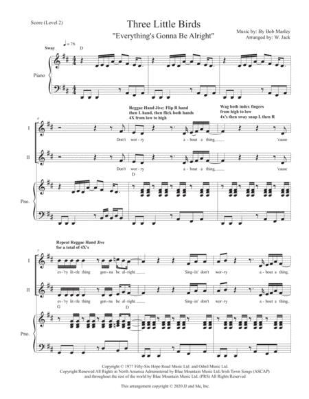 Free Sheet Music Three Little Birds 2 Pt Level 2