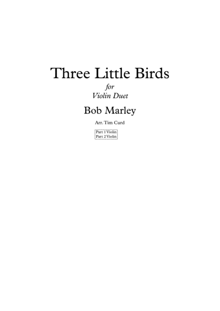 Three Little Birds Violin Duet Sheet Music