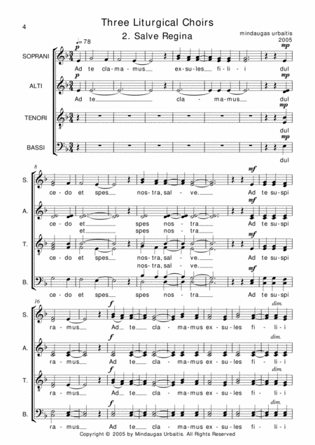 Three Liturgical Choirs 2 Salve Regina Sheet Music