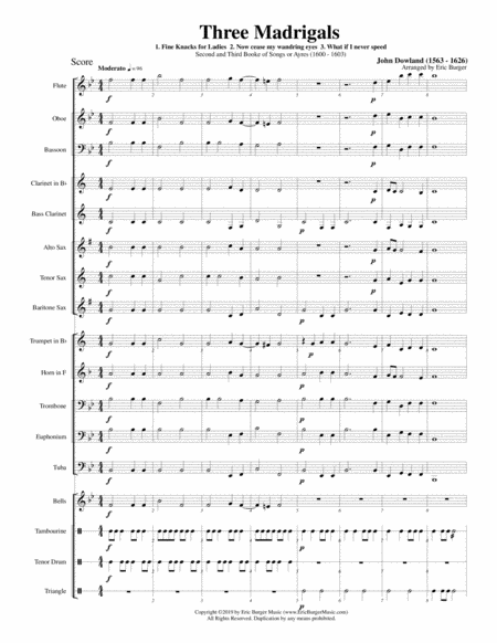 Three Madrigals For Conert Band Sheet Music