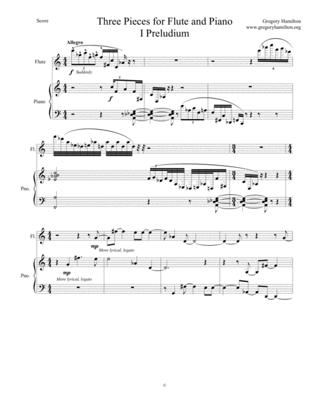Free Sheet Music Three Pieces For Flute And Piano