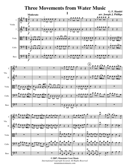 Free Sheet Music Three Pieces From Water Music Suite Score