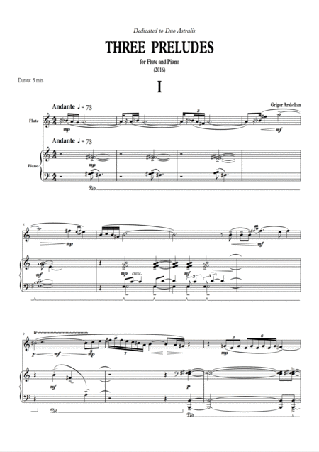 Free Sheet Music Three Preludes For Flute And Piano