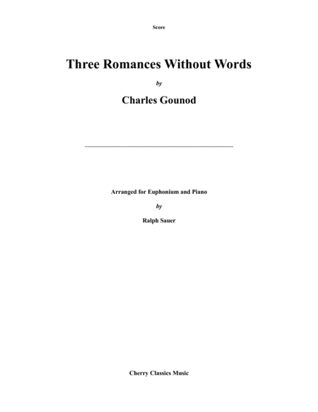 Three Romances Without Words For Euphonium Piano Sheet Music