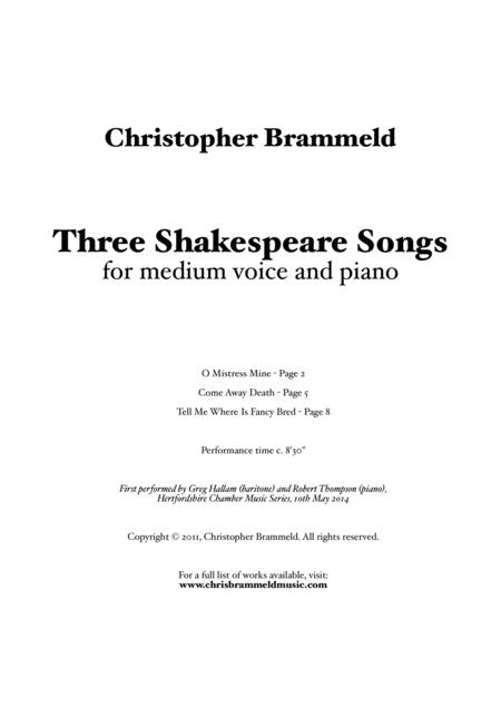 Three Shakespeare Songs Sheet Music