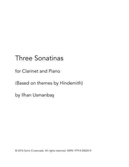 Three Sonatinas For Clarinet And Piano Sheet Music