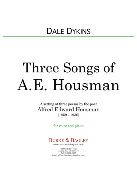 Three Songs By A E Housman Sheet Music