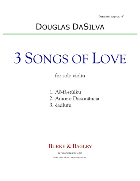 Three Songs Of Love For Solo Violin Sheet Music