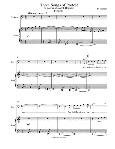 Free Sheet Music Three Songs Of Protest For Baritone Voice And Piano