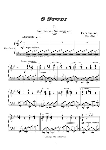 Free Sheet Music Three Studies For Piano