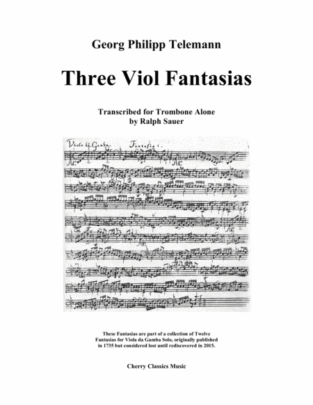 Three Viol Fantasias For Unaccompanied Trombone Sheet Music