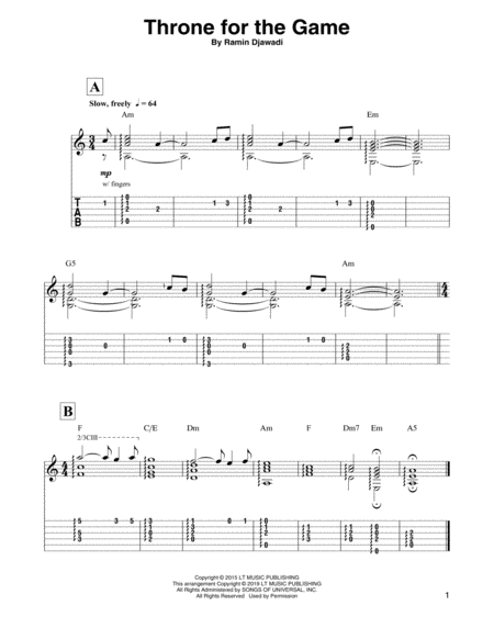 Throne For The Game From Game Of Thrones Sheet Music