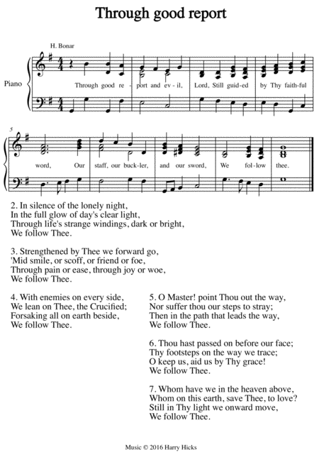 Through Good Report A New Tune To A Wonderful Old Hymn Sheet Music