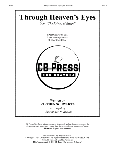 Free Sheet Music Through Heavens Eyes From The Prince Of Egypt