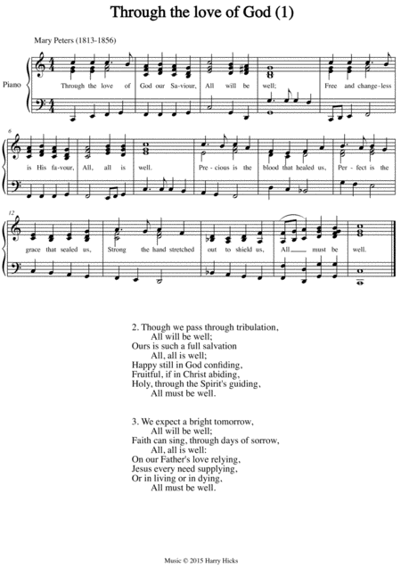 Through The Love Of God The First Of Two New Tunes Written For This Wonderful Old Hymn Sheet Music