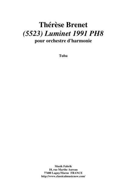 Free Sheet Music Thrse Brenet 5523 Luminet 1991 Ph8 For Concert Band Tuba Part