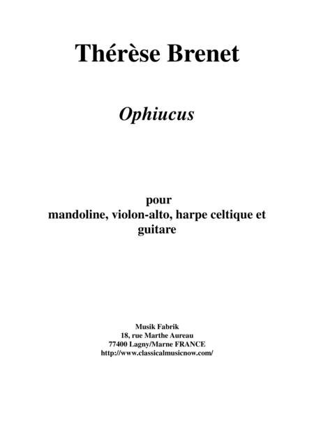 Free Sheet Music Thrse Brenet Ophiucus For Viola Celtic Harp Mandolin Guitar And Optional Narrator