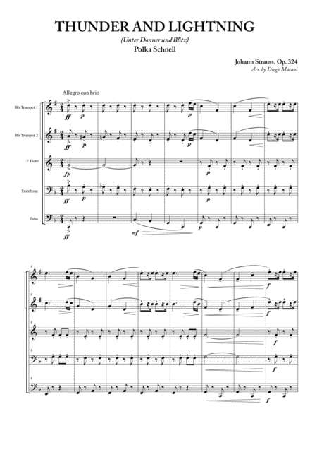 Thunder And Lightning For Brass Quintet Sheet Music