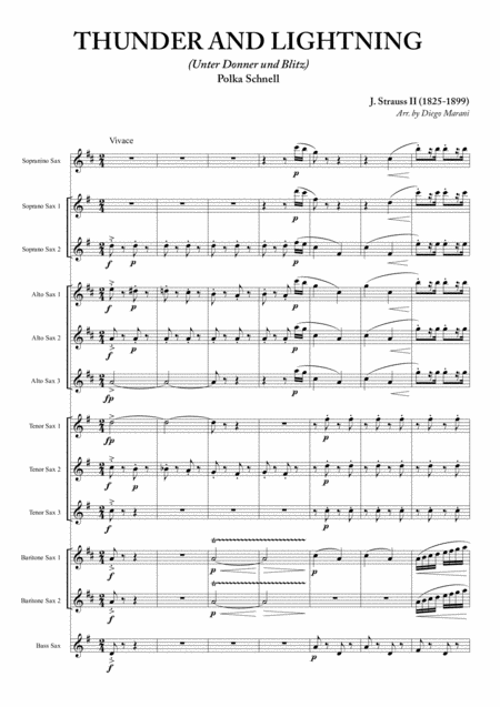 Thunder And Lightning For Sax Ensemble Sheet Music